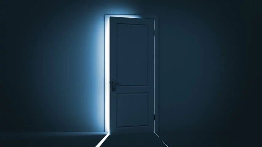 door with light behind it